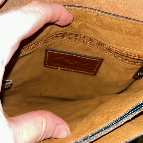 Patricia Nash Leather cross body bag teal with dust bag - Picture 4 of 9